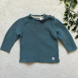 Zara Baby Toddler Sweater 12-18M | Blue Knit Button Neck VGUC